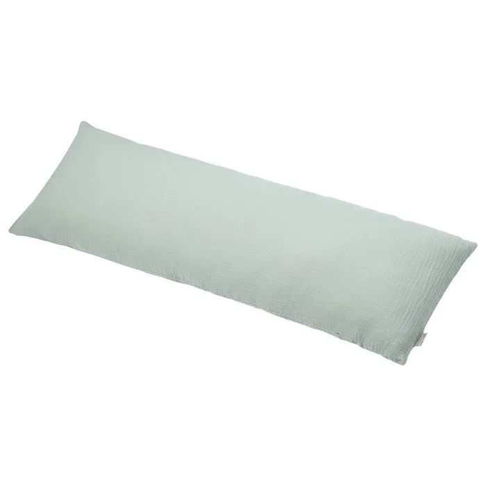 Housse en gaze de coton pour traversin plat Jeanne 160 cm Vert de gris-0