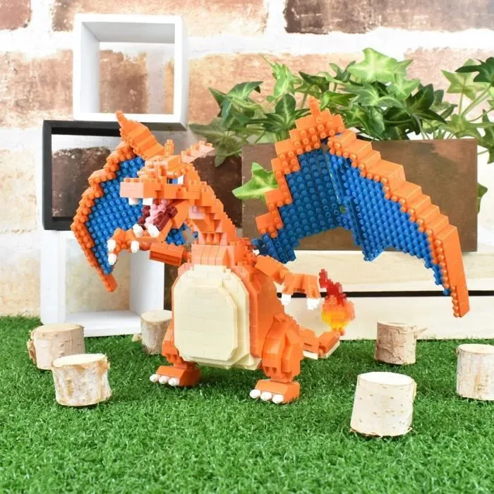 Figurine Pokémon Dracaufeu (Charizard) - BANDAI - Nanoblock - Figurine en Briques 860 pièces - Kit Construction - NBPM80-5