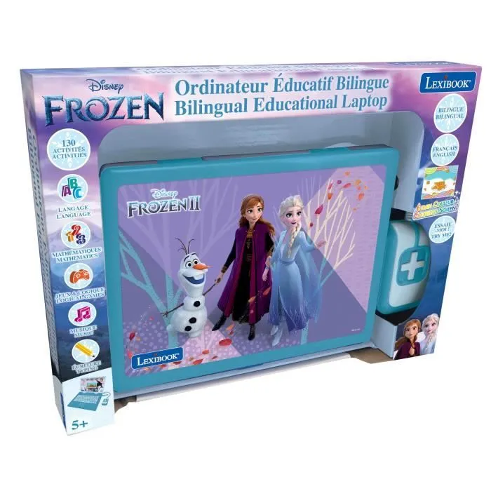 Ordinateur éducatif bilingue Reine des Neiges – 130 activités (Français-Anglais) avec écran couleurs-2