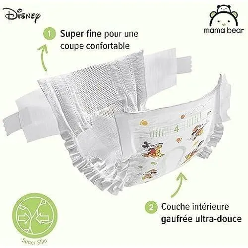 Couches bébé Mama Bear Disney Ultra Absorbantes - Taille 4 (8-14 kg) - Blanc - 168 Pièces (2 lot de 84)-1