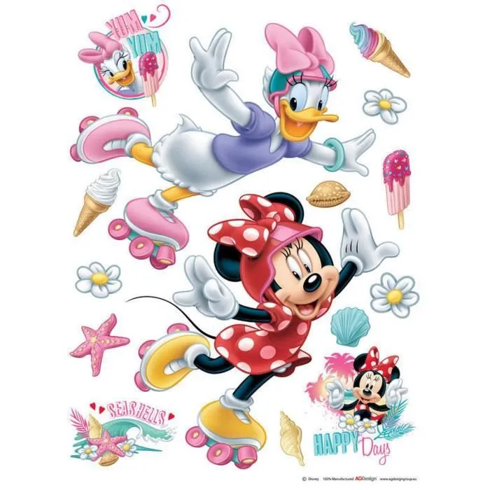 Sticker - Disney - Minnie et Daisy - Rose et bleu - Décoration murale - Enfant-1
