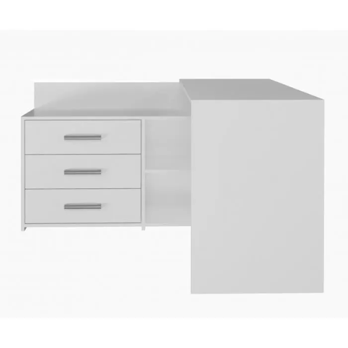 MOLINE - Bureau d'angle avec rangement - 3 tiroirs + 2 etagères - 120x50x76 cm - Bureau d'ordinateur-3
