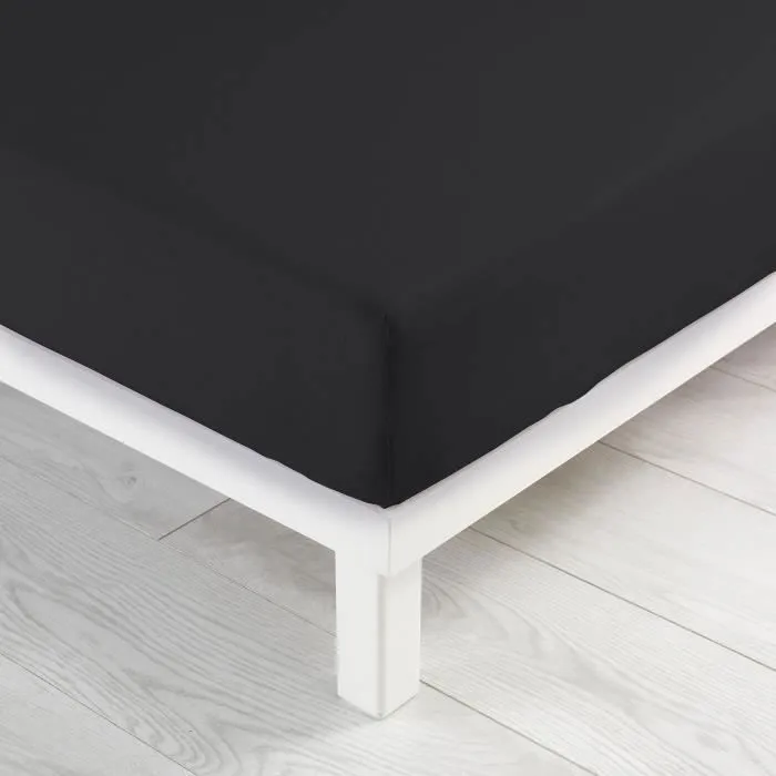 Drap housse - CDaffaires - 90 x 190 cm - Couleur Charbon - Jersey Uni - 1 personne-0