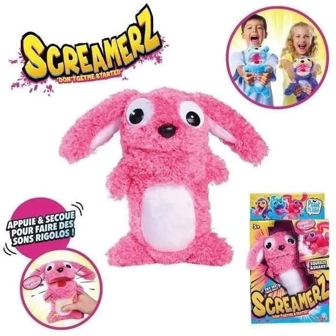 Smoby - Screamerz - Peluche intéractive amusante - Lapin - 27 cm - Bruits en la secouant ou appuyant sur le bouton-3