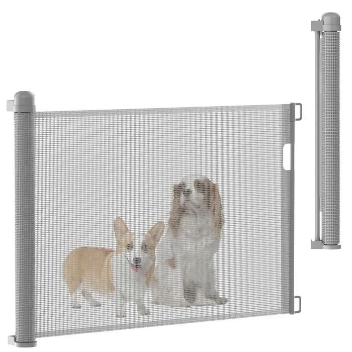 UISEBRT Barrière de Protection d'escalier en PVC 0 à 300cm Extensible Clôture de Sécurité pour Cuisine, Escaliers, Portes (Gris)-0