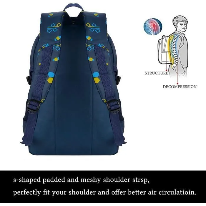 Cartable Garcon Sac A Dos College Garcon Sac Ecole Garcon En Nylon Cartable Enfant Primaire (Bleu Foncé)-3
