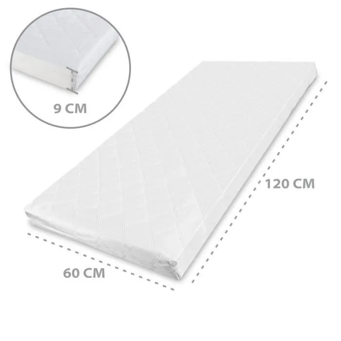 Housse pour matelas bébé matelas de voyage 120 x 60 x 9 cm matelas de voyage pour lit bébé matelas en mousse matelas enfant-1