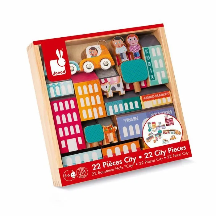 Kubix 22 pièces city - Jouets par univers - Jeux de construction - Cubes en bois-5