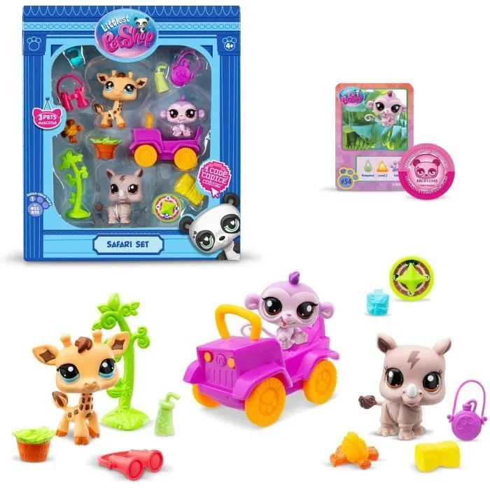 BANDAI - Littlest Pet Shop - Pack Safari - 3 animaux et accessoires - BF00524-0