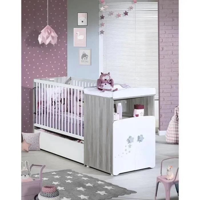 Lit combiné - 120x60cm - Evolutif en 90x190cm - Babyprice Nao - En bois-0