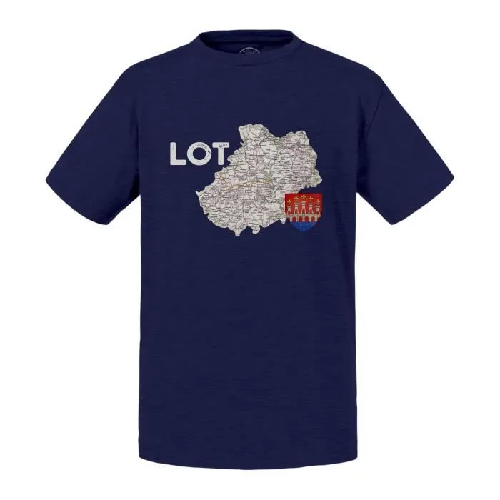 T-shirt Enfant Bleu Lot 46 Département Cahors Carte Ancienne Rare Occitanie-0