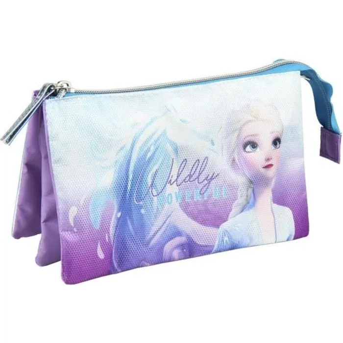 Trousse - Disney - Reine des Neiges 2 - Elsa & Nokk - 3 compartiments - Grande capacité-0