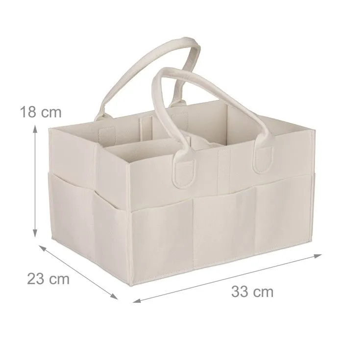 Relaxdays Rangement couches, 11 compartiments, panier langer portable, organiseur chambre bébé, corbeille, beige-3