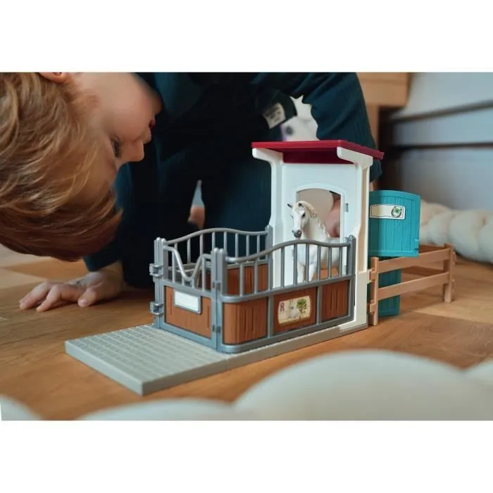 Box avec étalon Pur Sang anglais, Extension pour écurie schleich pour enfant, Schleich 42569 HORSE CLUB, dès 5 ans-2