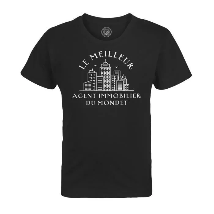 T-shirt Enfant Noir Le Meilleur Agent Immobilier du Monde Commercial Immobilier Vente Maison Appartement-0