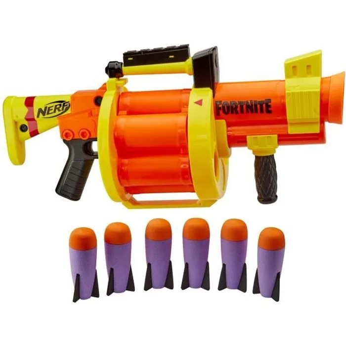 NERF - Fortnite GL - Pistolet à fléchettes - Barillet 6 roquettes - Mécanisme de chargement à pompe-0
