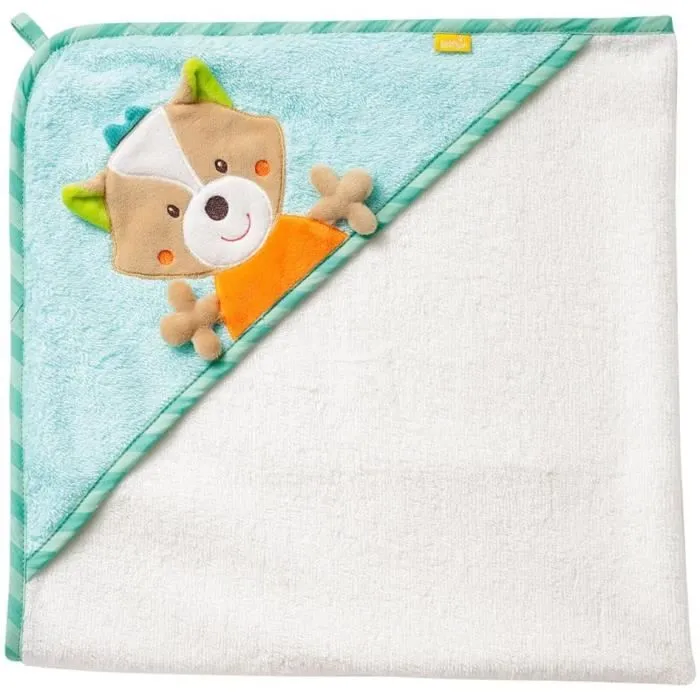 Fehn Serviette de Bain à Capuche Renard - Bleu - Bébé - Mixte - Dès la Naissance-0
