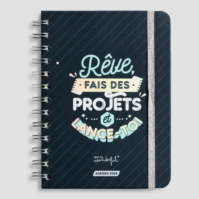 Agenda - Mr. Wonderful - 2023 - Bleu marine - 17,5x12,5 cm - 160 pages avec spirales-0
