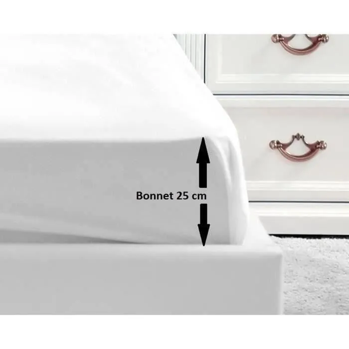 LOVELY HOME Drap Housse 100% coton 140x190x25 cm blanc-0