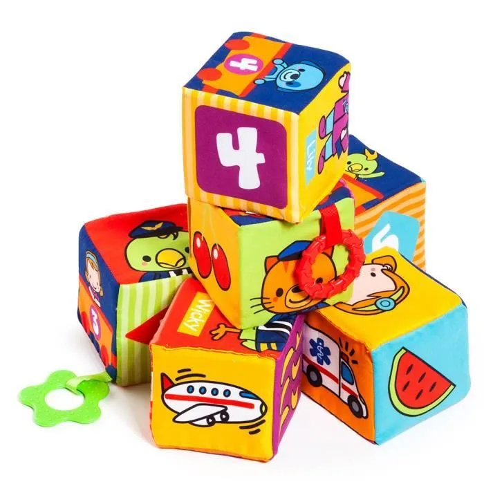 Blocs mous en tissu d'apprentissage - MOLTO - Cubes & Fun - Bleu - Multicolor - Mixte-3