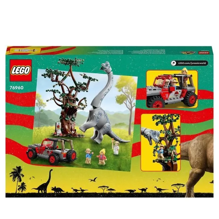 LEGO® Jurassic Park 76960 La Découverte du Brachiosaure, Jouet avec Figurine de Dinosaure et Voiture-5