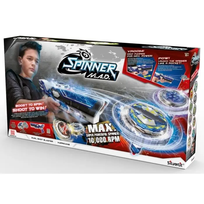 Toupie Spinner Mad - Blaster Double Tir + 2 Toupies LED - Marque Silverlit - Modèle 86311-4