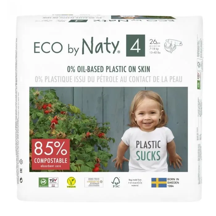 NATY - Lot de 6 paquets de couches Taille 4 Maxi 7-18 kg 156pcs-1