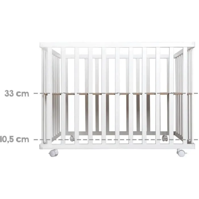 Parc bébé pliable - ROBA - LITTLE STARS - 75 x 100 cm - Hauteur réglable - 4 Roues freinées - Bois Laqué Gris Taupe - Motif Étoile-7