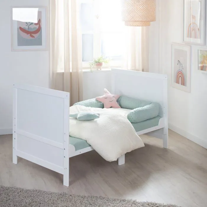 Lit Bébé Évolutif 70 x 140 ROBA Easy Sleep - Coins de Transformation Inclus - Bois Laqué Blanc-3