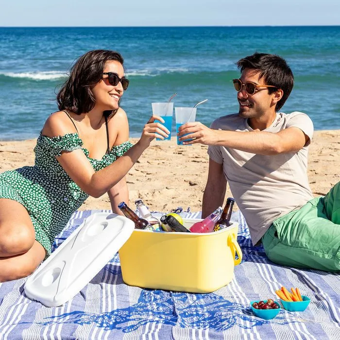 Glacière Rigide Portable - InnovaGoods - 15 L - Design Rétro - Couvercle Multifonctionnel - Léger et Maniable-2