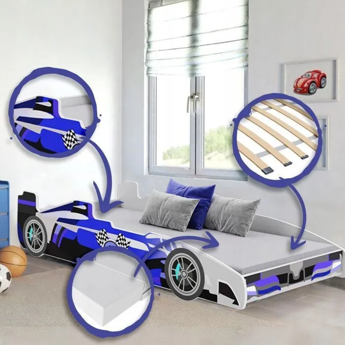 Lit enfant Voiture Formule 1 Bleu 160 x 80cm-1