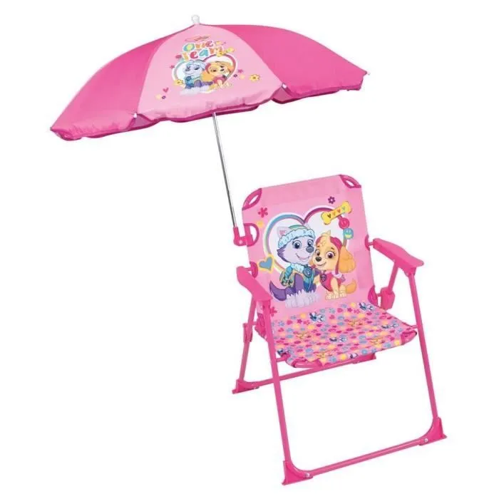 Chaise pliante de camping PAT'PATROUILLE Stella Everest avec parasol ø 65 cm - FUN HOUSE-1