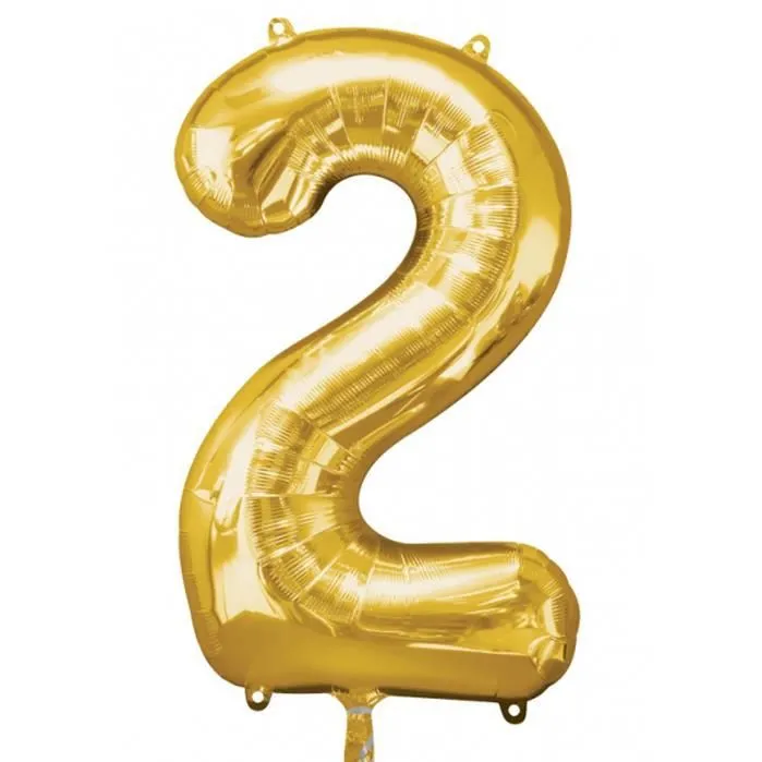 Ballon d'hélium grand nombre or 2-0