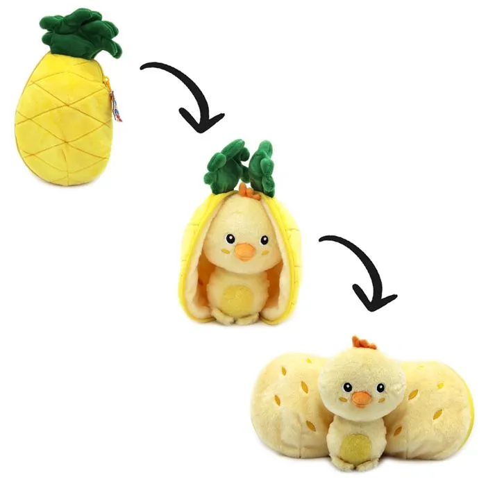 Peluche - Les Déglingos - Flipetz Poussin Ananas - 2 en 1 - Lavable - 14x10x24 cm-1