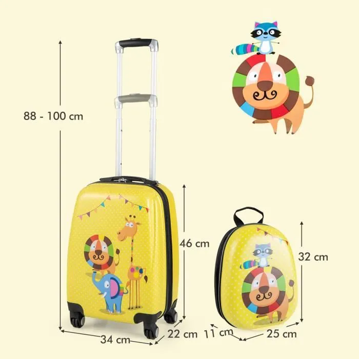 Valise Cabine Enfant - COSTWAY - Lion - Poignée Rétractable - Roues 360° - Étanche-3