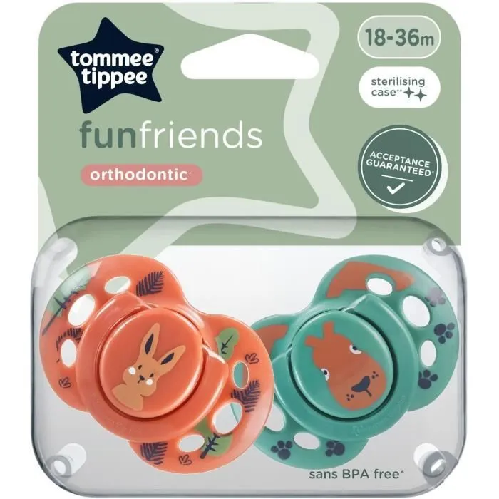 Sucette - TOMMEE TIPPEE - FUN - 18-36 mois - Lot de 2 sucettes symétriques sans BPA - Capsule de stérilisation réutilisable-3