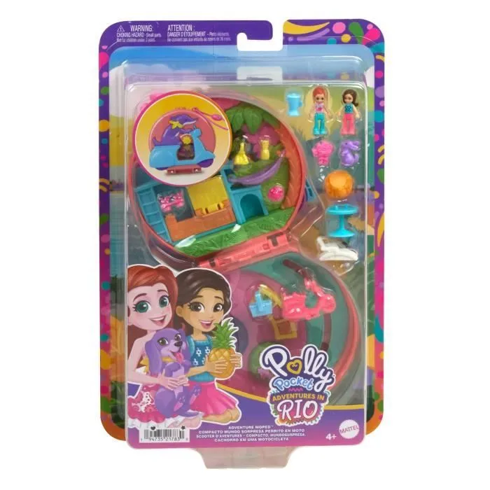 Polly Pocket-Aventure en Mobylette-Coffret 2 mini-figurines et animal HWN98-8