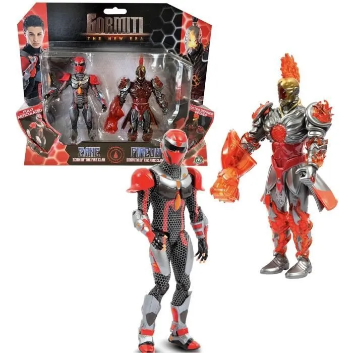 Coffret figurines - GORMITI - Scion et Gormiti associé Feu - Zane et Fireon - 15 cm - À partir de 4 ans - GRV192-0