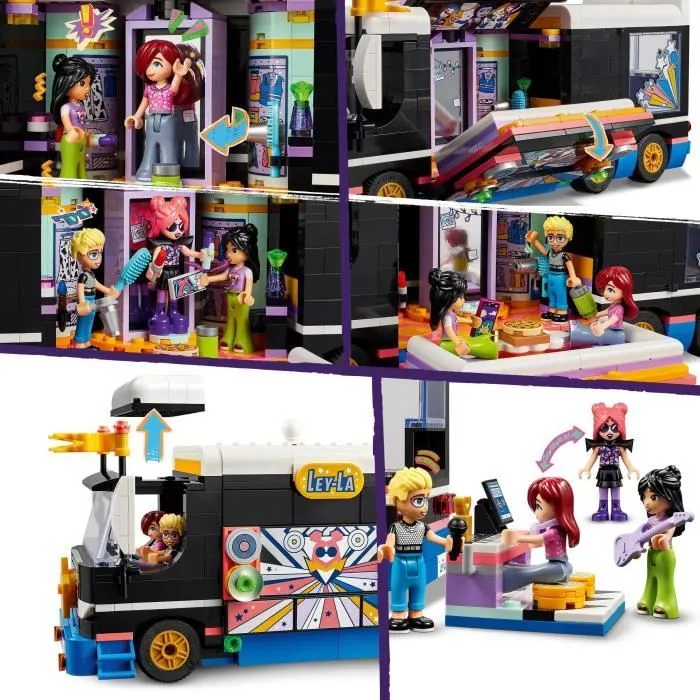 LEGO® 42619 Friends Le Tourbus de la Star de la Pop, Jouet Musical avec 4 Mini-Poupées, Cadeau pour Enfants Dès 8 Ans-3