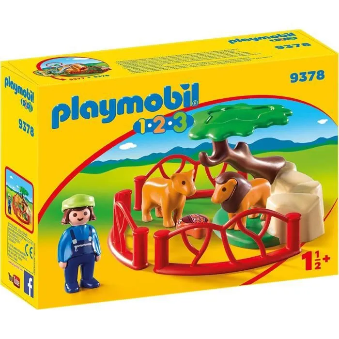 PLAYMOBIL 1.2.3 - 9378 - Lions avec enclos - Mixte - A partir de 18 mois-0