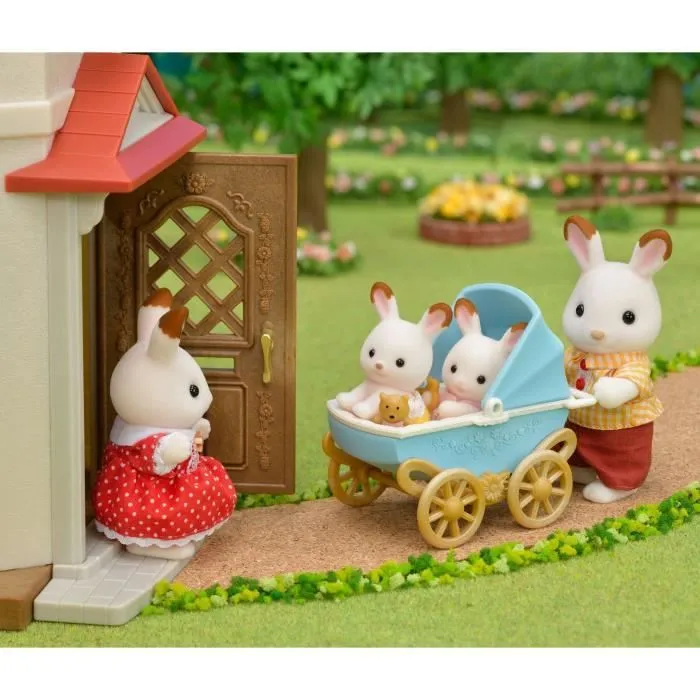 Figurines miniatures - SYLVANIAN FAMILIES - Les jumeaux Lapin Chocolat et leur poussette double-2