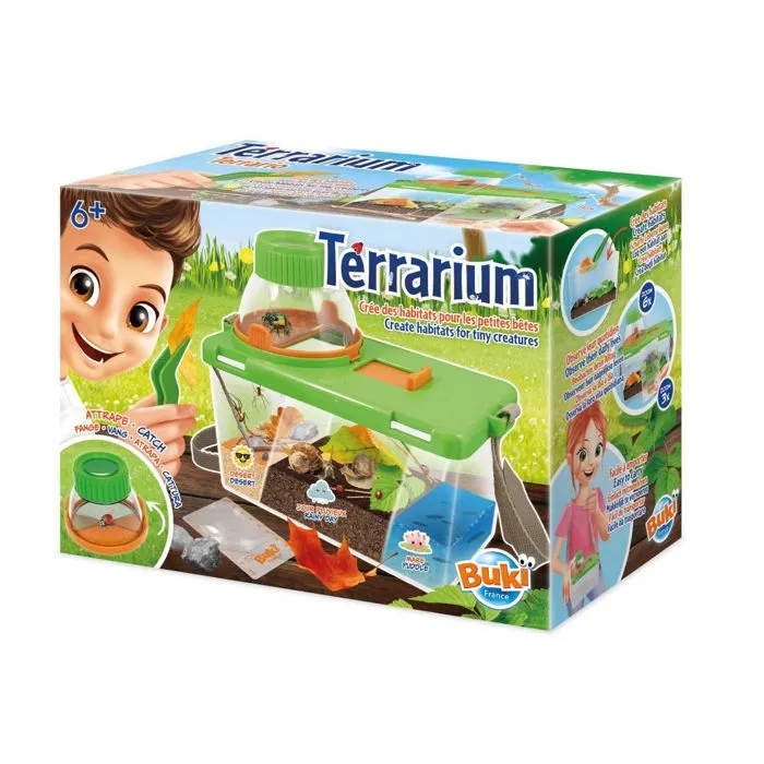Terrarium pour enfant - Buki France - 21,3x9,8x15,2 cm - Loupe amovible x6 - Livret illustré - Mixte-0
