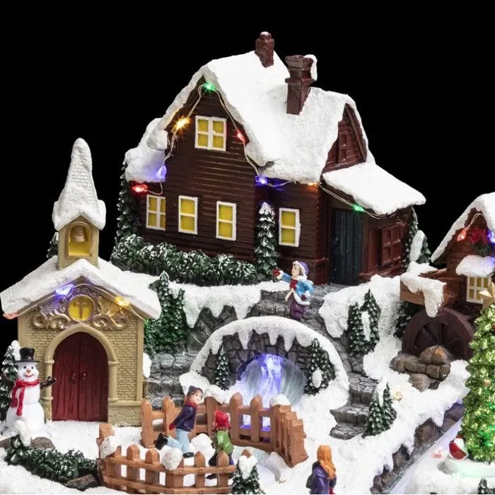 Village de Noël lac gelé lumineux et animé-1