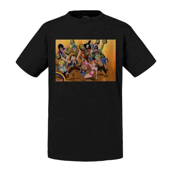 T-shirt Enfant Noir One Piece Shonen Manga Pirate Japon-0
