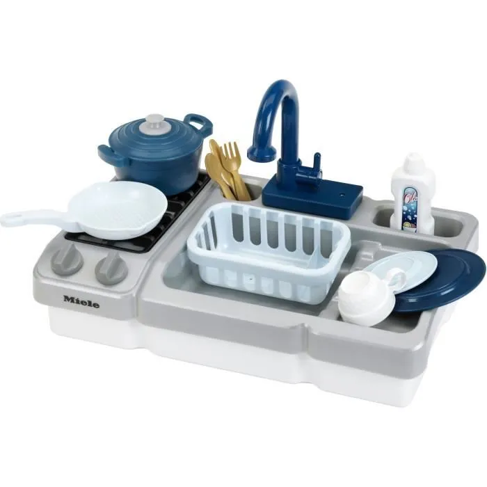 Jouet d'évier - KLEIN - Évier de cuisine Miele avec robinet fonctionnel et accessoires - Livré avec de nombreux accessoires.-0