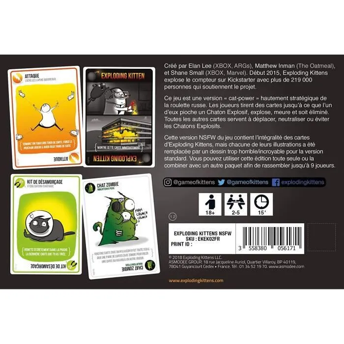 Jeu de cartes - Exploding Kittens : NSFW Edition - Asmodee - Jeu d'ambiance adulte-0