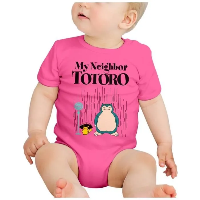 Body Bébé Manche Courte Rose Ronflex Mon Voisin Parodie Film Series Anime-1
