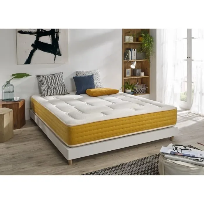 Matelas 90x190 cm Ressorts Ensachés Elite Gold epaisseur 30 cm +/- 2 Rembourré en Mémoire de forme + Supersoft 5 cm Mi-Ferme. ECCOX-1