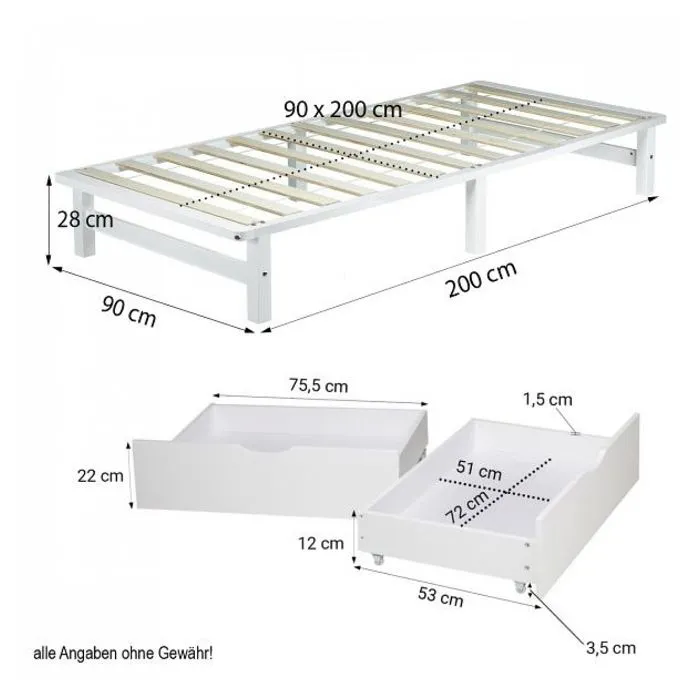 Lit en palette blanc 90x200 cm-2
