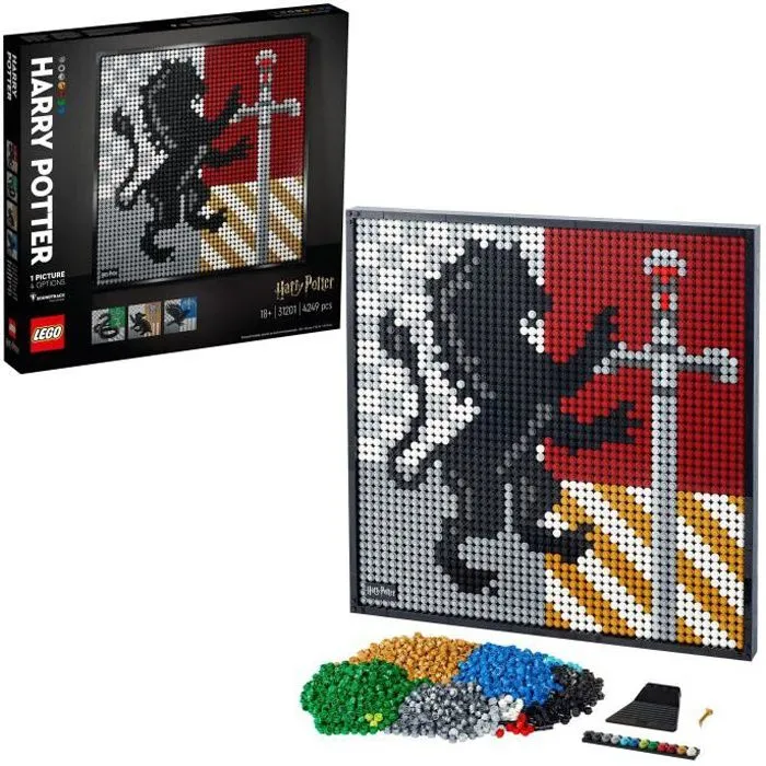 LEGO® Art 31201 Harry Potter™ Les blasons de Poudlard, tableau de décoration mural, loisir créatif pour adultes-0